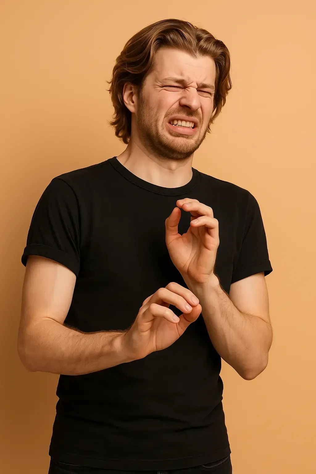 Man reacting to a bad smell