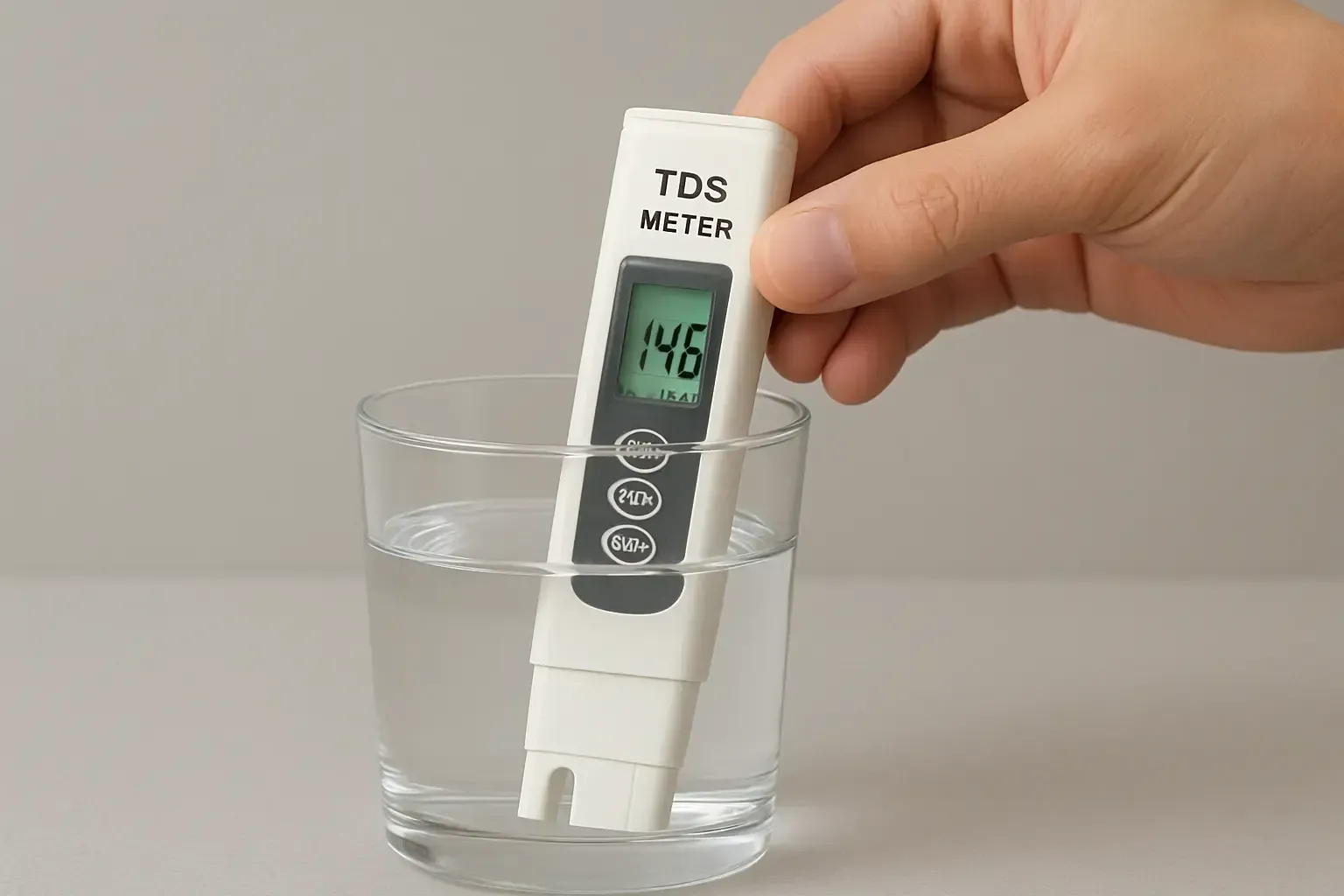 A TDS meter being used in water