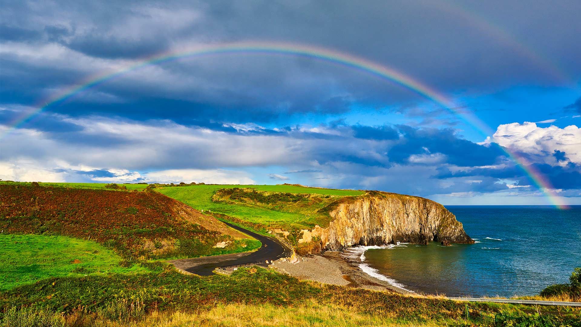 A rainbow appearing over Waterford