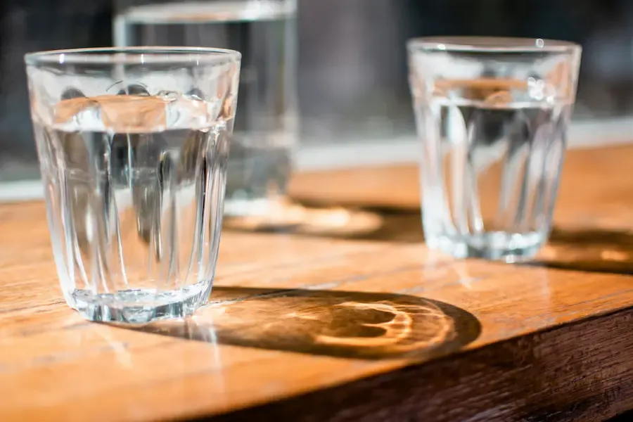 Glasses of water on a table