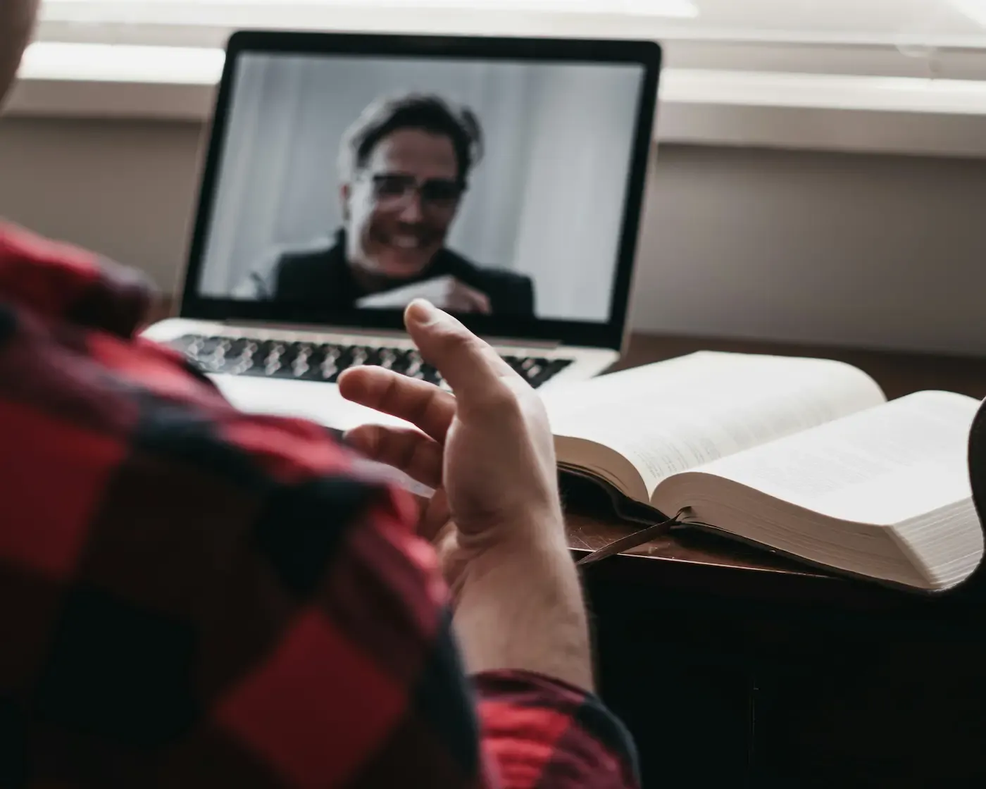 Video conference on a laptop